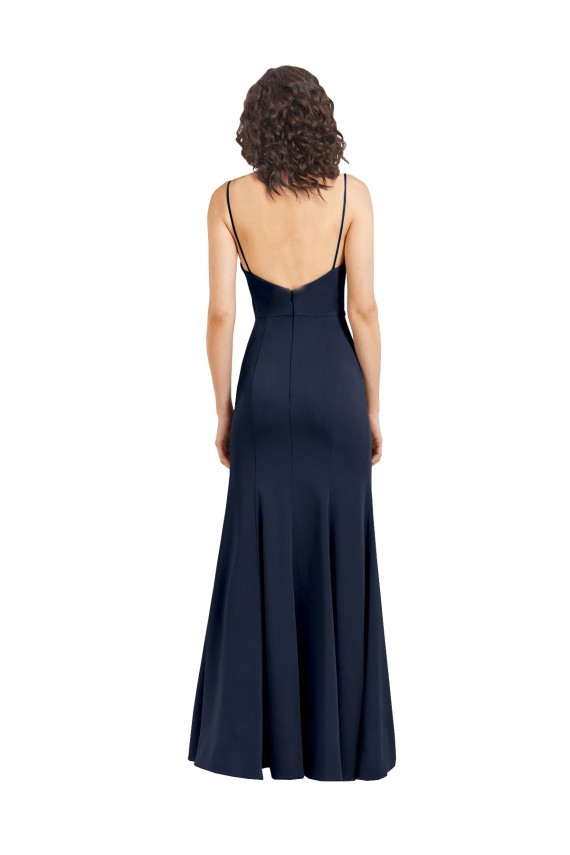 Fit and Flare Scoop Neck Long Sleeveless Stretch Formal Crepe Bridesmaid Dress / Prom Dress Bristol