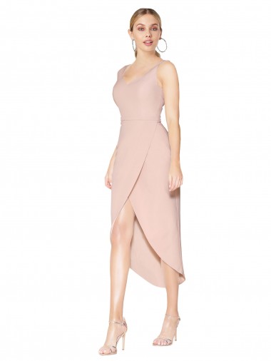 Knee Length Short Formal Crepe Bridesmaid Dress / Prom Dress Bristol