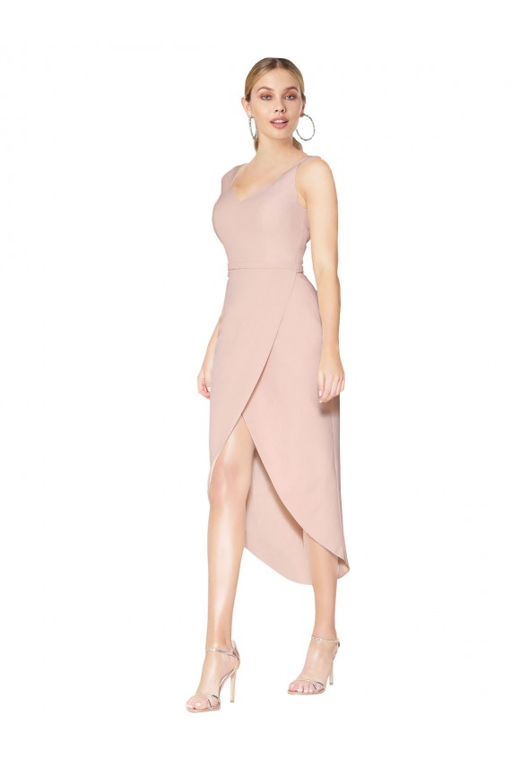 Knee Length Short Formal Crepe Bridesmaid Dress / Prom Dress Bristol