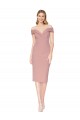 Cocktail Knee Length Off the Shoulder Sweetheart Formal Crepe Bridesmaid Dress / Prom Dress Bristol