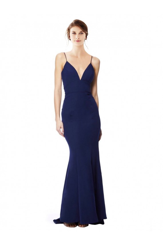 Deep V-Neck Spaghetti Straps Mermaid Formal Crepe Bridesmaid Dress / Prom Dress Bristol