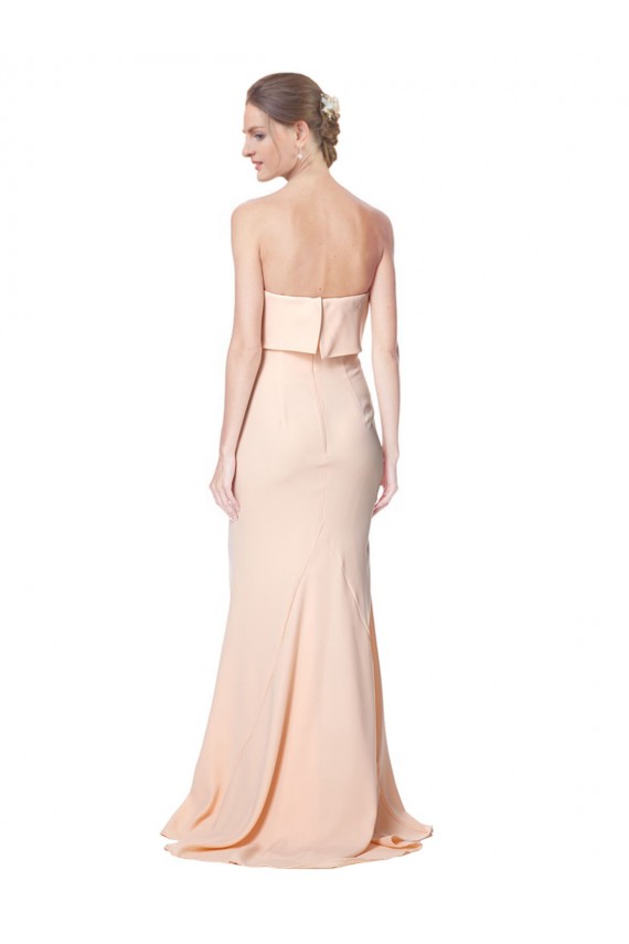 High Neck Strapless Long Formal Crepe Maxi Bridesmaid Dress / Prom Dress with Overlay Bristol