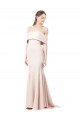 Mermaid Bardot Maxi Formal Crepe Bridesmiad Dress with Fishtail Train Bristol