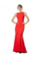 High Neck Maxi Formal Crepe Bridesmiad Dress with Exaggerated Back Ruffle Bristol