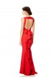 High Neck Maxi Formal Crepe Bridesmiad Dress with Exaggerated Back Ruffle Bristol
