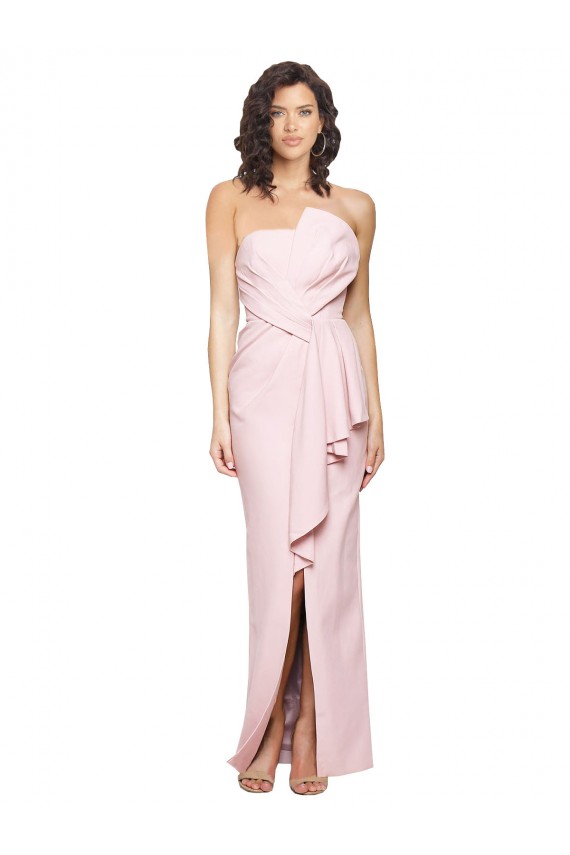 Strapless Long Full Length Ruffles Low Back Formal Crepe Bridesmaid Dress / Prom Dress Bristol