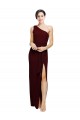 One Shoulder Sheath Formal Crepe Bridesmaid Dress / Prom Dress with High Side Split Bristol