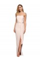 Full Length Low Back Strapless Formal Crepe Bridesmaid Dress / Prom Dress with Thigh High Side Split Bristol