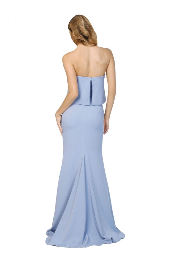 Strapless Full Length Formal Crepe Bridesmaid Dress / Prom Dress with Bodice Overlay Bristol