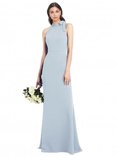 Halter Bow Neck Open Back Soft Full Length Trumpet Bridesmaid Dress / Prom Dress Bristol
