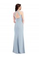 Open Back Halter Maxi Formal Crepe Bridesmaid Dress / Prom Dress with Draped Bow Bristol
