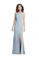 High Neck Halter Formal Crepe Bridesmaid Dress / Prom Dress with Twist Criss Cross Back Bristol