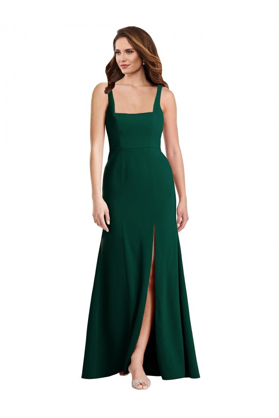 Square Neck Trumpet Maxi Bridesmaid Dress / Prom Dress with Front Slit Bristol