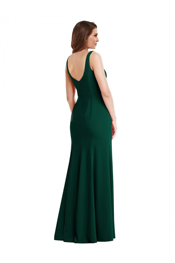 Square Neck Trumpet Maxi Bridesmaid Dress / Prom Dress with Front Slit Bristol