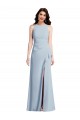 Halter Maxi Bridesmaid Dress / Prom Dress with Cascade Ruffle Slit Bristol