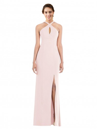 Criss Cross Halter Princess Line Trumpet Formal Crepe Bridesmaid Dress / Prom Dress Bristol