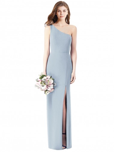 One Shoulder Crepe Trumpet Bridesmaid Dress / Prom Dress with Front Slit Bristol