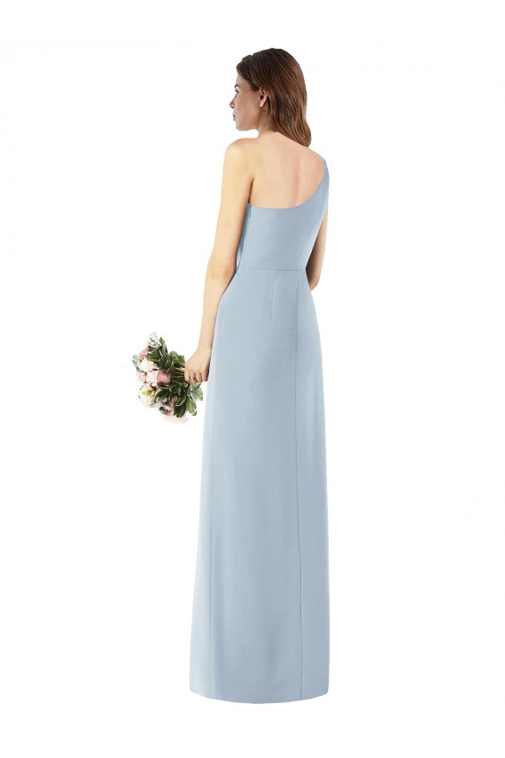 One Shoulder Crepe Trumpet Bridesmaid Dress / Prom Dress with Front Slit Bristol