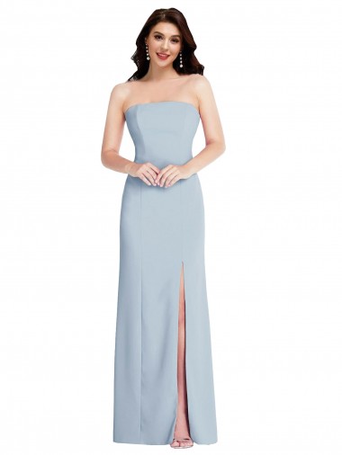 Strapless Scoop Back Maxi Formal Crepe Bridesmaid Dress / Prom Dress with Front Slit Bristol