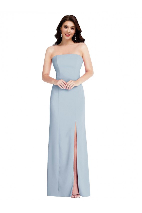Strapless Scoop Back Maxi Formal Crepe Bridesmaid Dress / Prom Dress with Front Slit Bristol