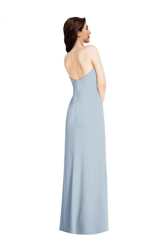 Strapless Scoop Back Maxi Formal Crepe Bridesmaid Dress / Prom Dress with Front Slit Bristol
