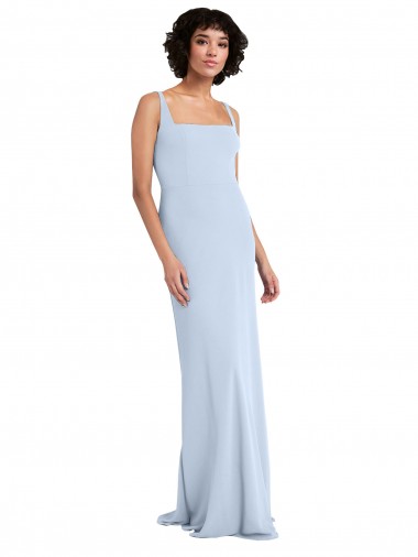 Slim Square Neck Fit and Flare Full Length Stretch Crepe Bridesmaid Dress / Prom Dress Bristol