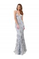 Silver V-Neckline Backless Floral Patterned Sequin Formal Bridesmaid Dress / Prom Dress Bristol