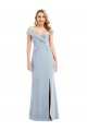 Off the Shoulder Tuxedo Maxi Bridesmaid Dress / Prom Dress with Front Slit Bristol
