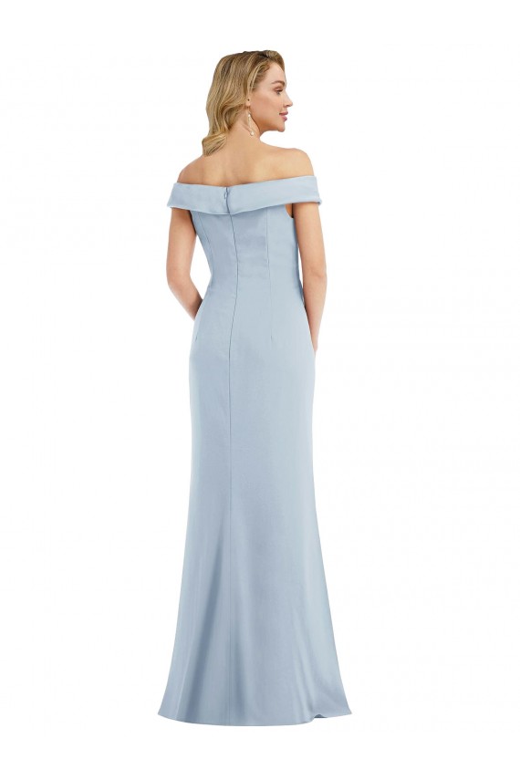 Off the Shoulder Tuxedo Maxi Bridesmaid Dress / Prom Dress with Front Slit Bristol
