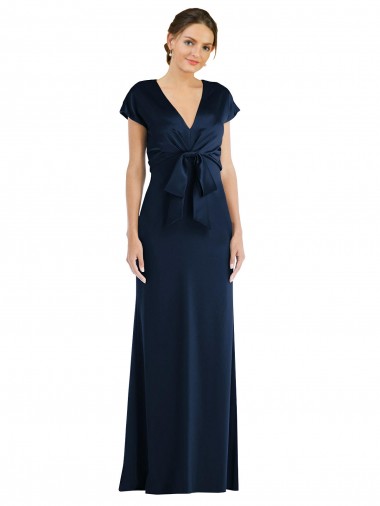 Soft Bow Blouson Bodice Trumpet Formal Crepe Bridesmaid Dress / Prom Dress Bristol