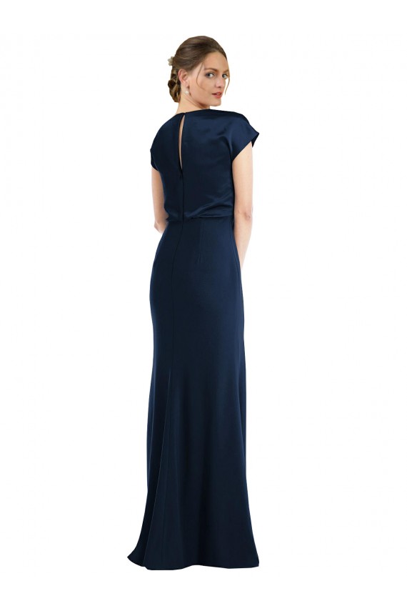 Soft Bow Blouson Bodice Trumpet Formal Crepe Bridesmaid Dress / Prom Dress Bristol