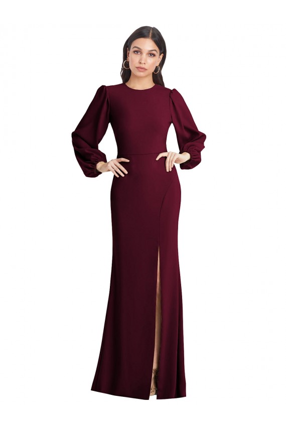 Puff Sleeves Long Maxi Briddesmaid Dress with Cutout Tie Back Bristol
