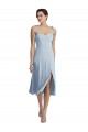 Midi Cocktail Length Bustier Crepe Bridesmaid Dress / Prom Dress with Back Bow Straps Bristol