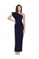 Ruched Floor Length Long Formal Crepe Bridesmaid Dress / Prom Dress with Shoulder Ruffles Bristol