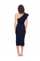 Ruched Midi Length Short Cocktail Formal Crepe Bridesmaid Dress / Prom Dress with Shoulder Ruffles Bristol