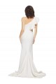 Ruched Long Sweep Train Crepe Bridesmaid Dress / Prom Dress with Shoulder Ruffles Bristol