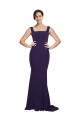 Square Neck Long Sweep Train Crepe Bridesmaid Dress / Prom Dress with Thick Straps Bristol