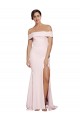 Off Shoulder Long Formal Crepe Bridesmaid Dress / Prom Dress with Straight Neckline and Side Split Bristol