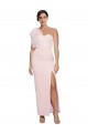 One Shoulder Tulle Overlay Sweetheart Neckline Long Formal Crepe Bridesmaid Drss with Thigh Split Bristol