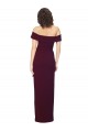 Fitted Full Length Off the Shoulder Formal Crepe Bridesmaid Dress / Prom Dress with Side Split and Waist Tie Bristol