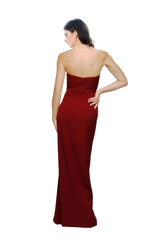 Straight Pencil Skirt Long Sweetheart Formal Crepe Bridesmaid Dress / Prom Dress with High Side Split Bristol