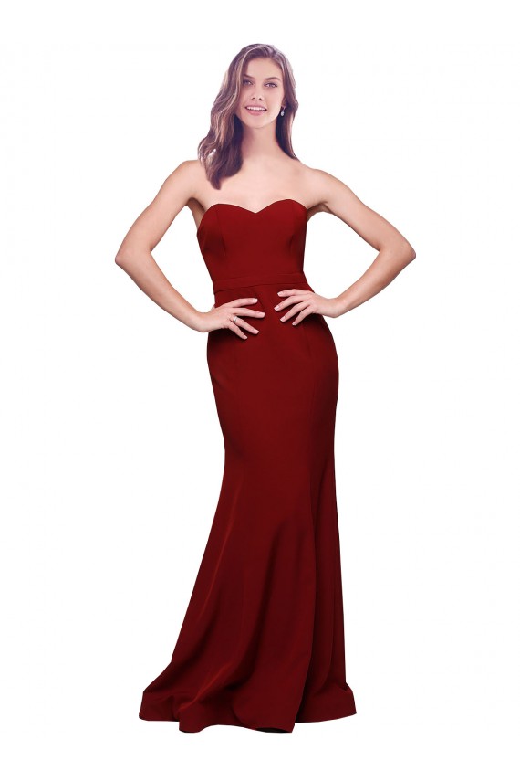 Long Full Length Sweetheart Slim Formal Crepe Bridesmaid Dress / Prom Dress with Strapless Bodice Bristol