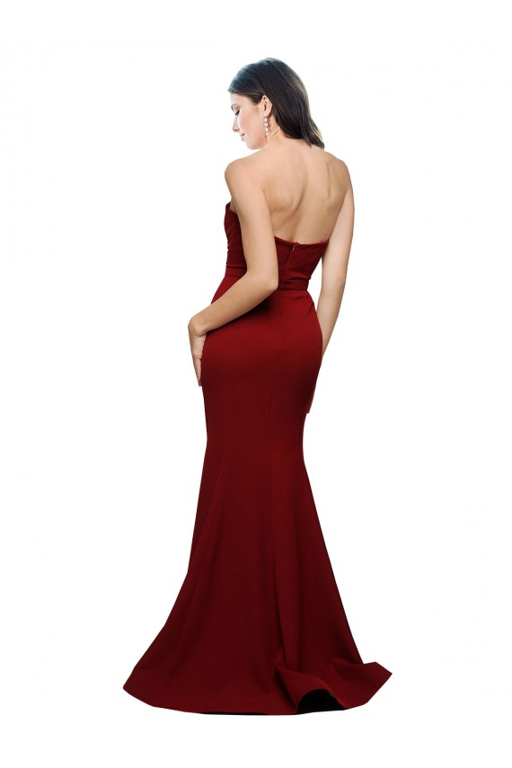 Long Full Length Sweetheart Slim Formal Crepe Bridesmaid Dress / Prom Dress with Strapless Bodice Bristol