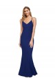 Full Length V-Neckline Formal Crepe Bridesmaid Dress / Prom Dress with Thin Straps and Fulted Skirt Bristol