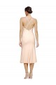 Midi Cocktail Length V-Neckline Crepe Bridesmaid Dress / Prom Dress with Thin Straps and Fulted Skirt Bristol
