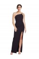 Long Floor Length Formal Crepe Bridesmaid Dress / Prom Dress with Side Split and One Strap Bristol