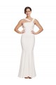 Full Length Square Neck Formal Crepe Bridesmaid Dress / Prom Dress with Asymmetrical Straps and Bow Back Bristol