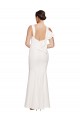 Full Length Square Neck Formal Crepe Bridesmaid Dress / Prom Dress with Asymmetrical Straps and Bow Back Bristol