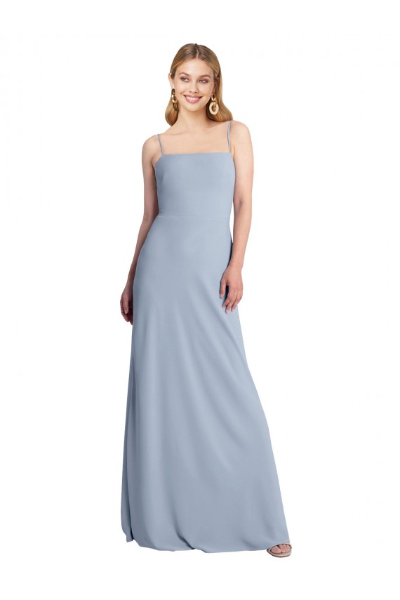 Straight Neckline Crepe Slip Bridesmaid Dress / Prom Dress with Strappy Back Bristol