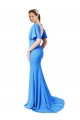 Short Sleeves Long V-Neck Crepe Bridesmaid Dress / Prom Dress with V-Back Bristol